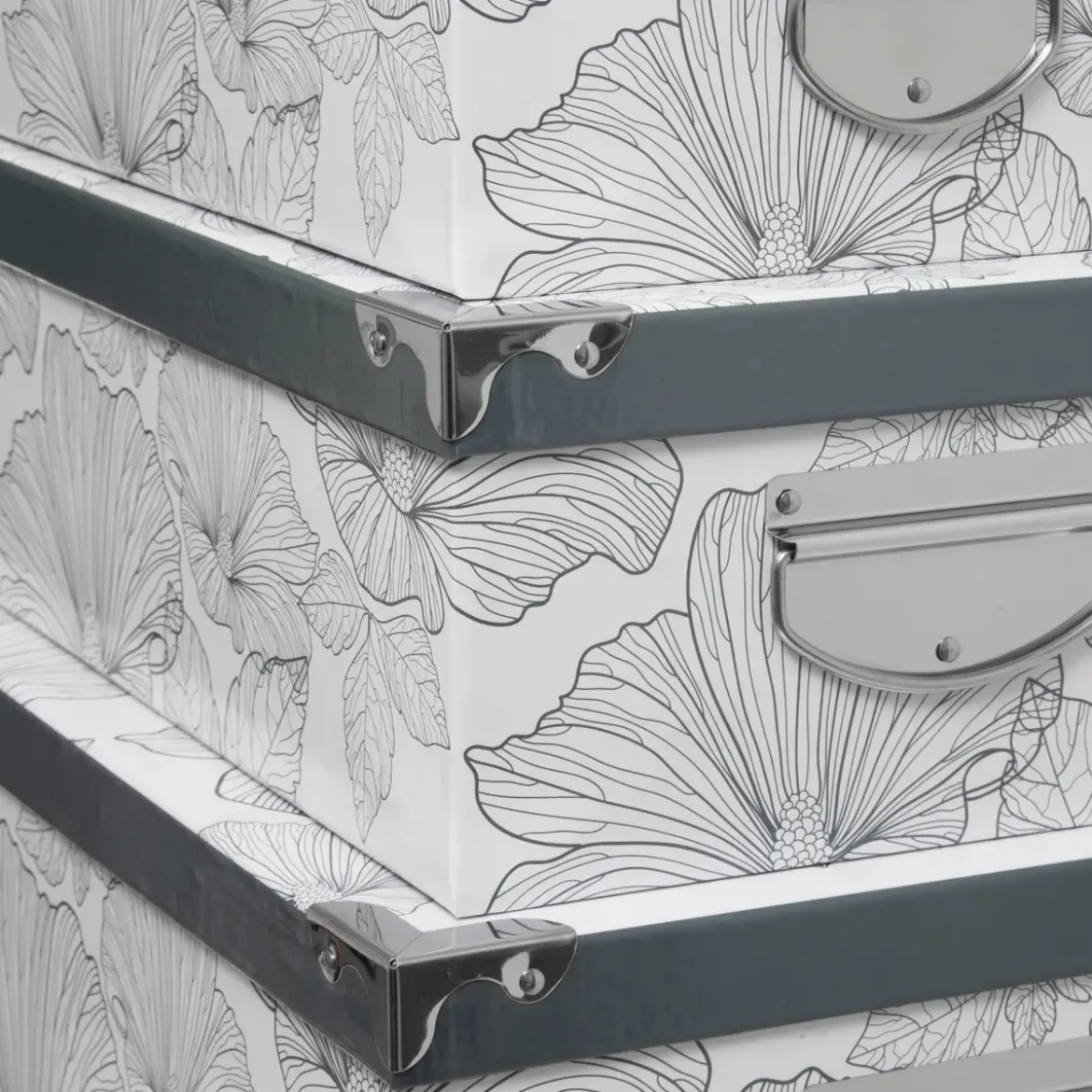 BOITE COIN METAL DELICAT NOIR ET BLANC 28X19.5X10.8CM