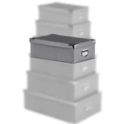 BOITE COINS METAL CROCO TAUPE 44X31X15CM