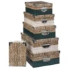 BOITE COINS METAL NATUREL PETROLE BLANC D.36X24.5X12.5CM
