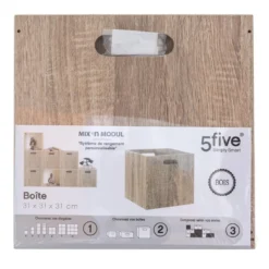 BOITE DE RANGEMENT BOIS NATUREL 31X31CM