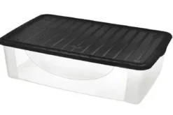 BOITE DE RANGEMENT DESSOUS DE LIT COUVERCLE NOIR 27L