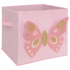 BOITE DE RANGEMENT VELOURS PAPILLON 29X29CM