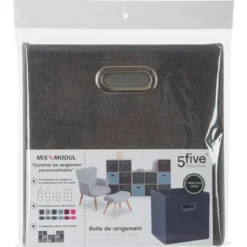 BOITE DE RANGEMENT 31X31CM GRIS FONCE CHINE