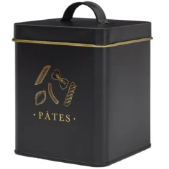 BOITE METAL NOIR ET DORE PATES