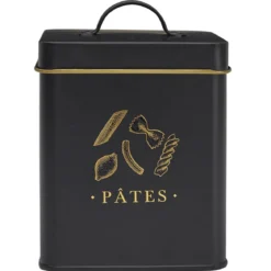 BOITE METAL NOIR ET DORE PATES