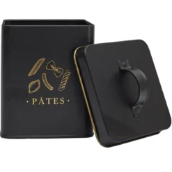 BOITE METAL NOIR ET DORE PATES