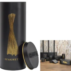 BOITE METAL NOIR ET DORE SPAGHETTI