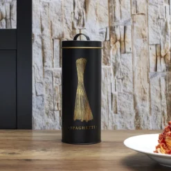 BOITE METAL NOIR ET DORE SPAGHETTI