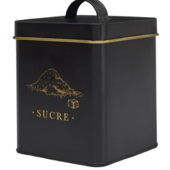 BOITE METAL NOIR ET DORE SUCRE