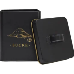 BOITE METAL NOIR ET DORE SUCRE