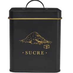 BOITE METAL NOIR ET DORE SUCRE