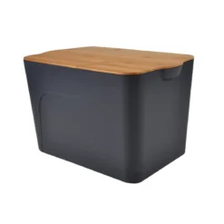 BOITE PLASTIQUE COUVERCLE BAMBOU 26L 40X27X24.5CM ANTHRACITE