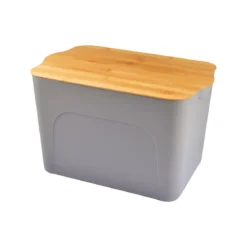 BOITE PLASTIQUE COUVERCLE BAMBOU 26L 40X27X24.5CM TAUPE