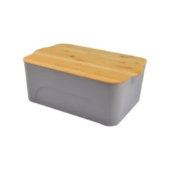 BOITE PLASTIQUE COUVERCLE BAMBOU 5L 28X18X10.5CM TAUPE
