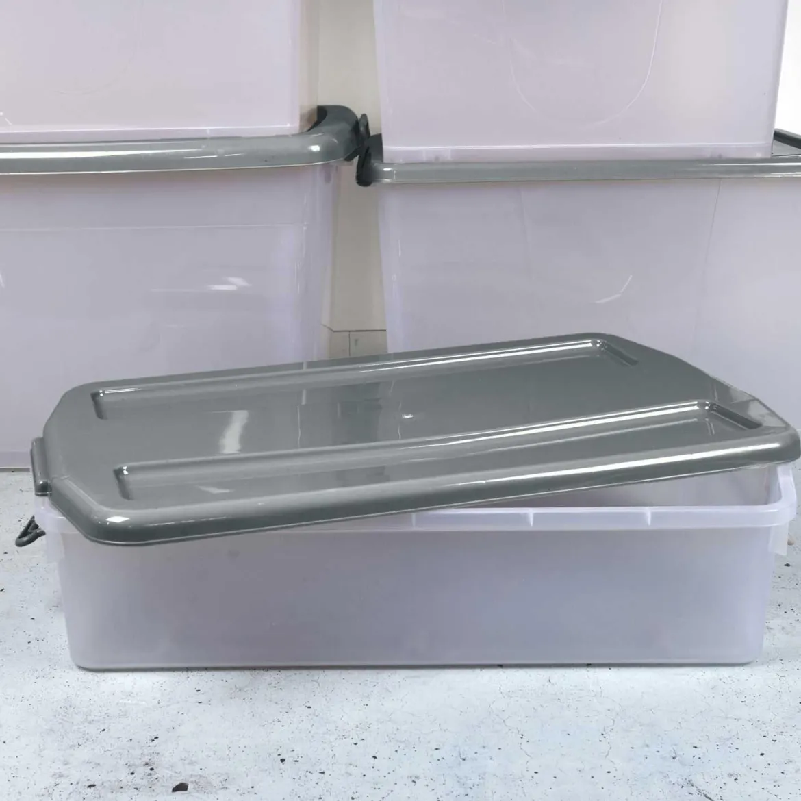 BOITE RANGEMENT PLASTIQUE DESSOUS LIT 45L