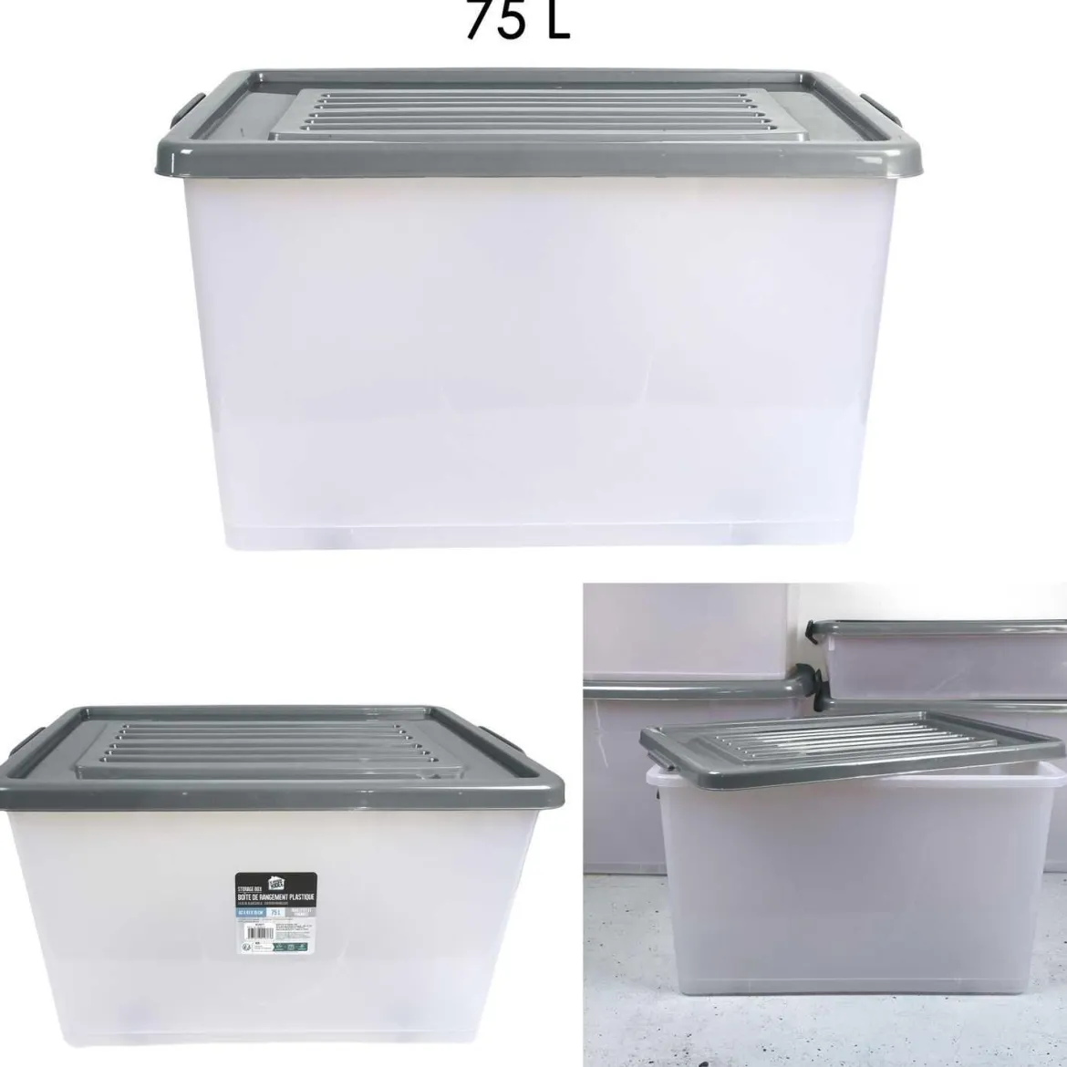 BOITE RANGEMENT PLASTIQUE 75L