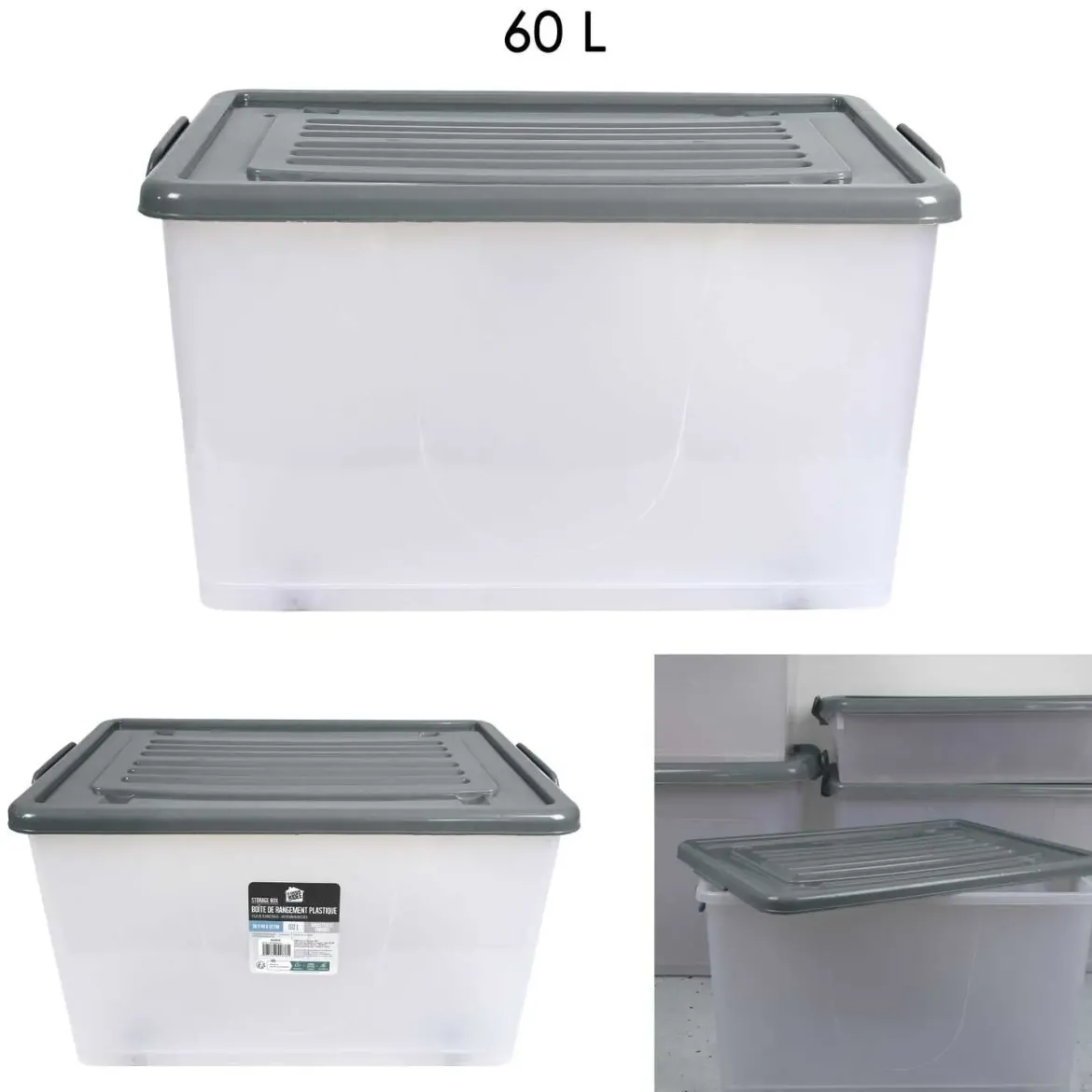 BOITE RANGEMENT PLASTIQUE 60L