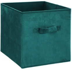 BOITE RANGEMENT VELOURS BLEU 31X31CM