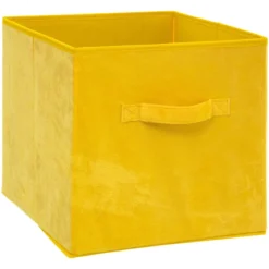BOITE RANGEMENT VELOURS JAUNE 31X31CM