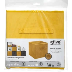 BOITE RANGEMENT VELOURS JAUNE 31X31CM