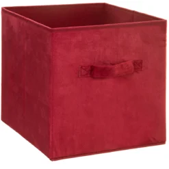 BOITE RANGEMENT VELOURS ROUGE 31X31CM