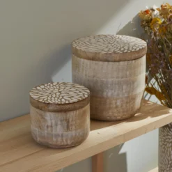 BOITE RONDE BOIS MANGUIER GRAND MODELE