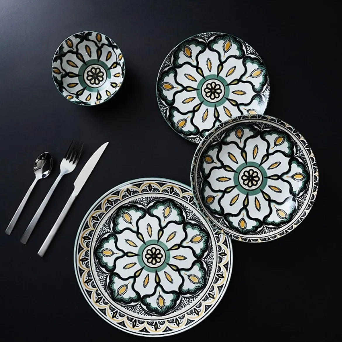 BOL MANDALA VERT D.15CM