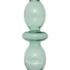 BOUGEOIR VERRE BULLES VERT H.19.5CM