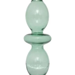 BOUGEOIR VERRE BULLES VERT H.19.5CM