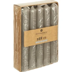 BOUGIE BATON HUGO GRIS H.16CM X10 PIECES