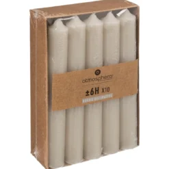 BOUGIE BATON HUGO TAUPE H.16CM X10 PIECES