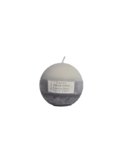 BOUGIE BOULE BICOLORE GIVREE D.8CM BLANC