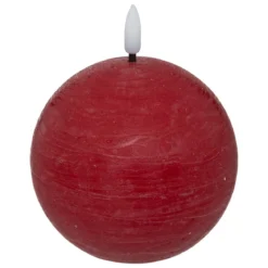 BOUGIE BOULE LED MOLIA ROUGE D.10CM
