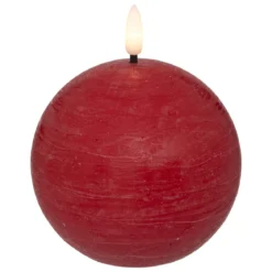 BOUGIE BOULE LED MOLIA ROUGE D.10CM