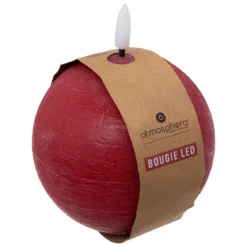BOUGIE BOULE LED MOLIA ROUGE D.10CM