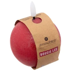 BOUGIE BOULE LED MOLIA ROUGE D.8CM