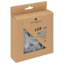 BOUGIE CHAUFFE PLAT HUGO GRIS D.3.75CM X18 PIECES