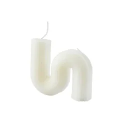 BOUGIE FORME VAGUE 9.5X2.2X8CM BLANC