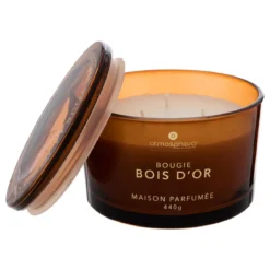 BOUGIE PARFUMEE VERRE GLOWY BOIS 440G