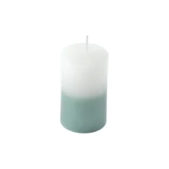 BOUGIE PILIER 5X8CM TIE DYE BLANC ET CELADON