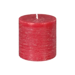 BOUGIE RONDE RUSTIC ROUGE 6.7X7CM