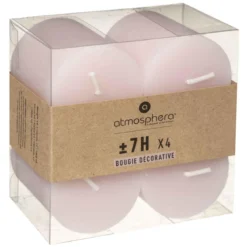 BOUGIE VOTIVE OLIA ROSE CLAIR D.4.5CM X4 PIECES