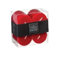 BOUGIE VOTIVE OLIA ROUGE D.4.5CM X4 PIECES