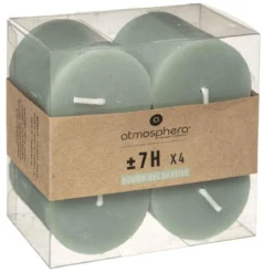BOUGIE VOTIVE OLIA VERT EUCALYPTUS D.4.5CM X4 PIECES