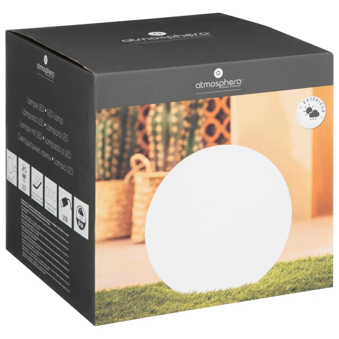 BOULE LED EXTERIEURE LUMIERE BLANC CHAUD D.30CM
