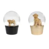 BOULE NEIGE DOREE LEOPARD ET SINGE D.9CM