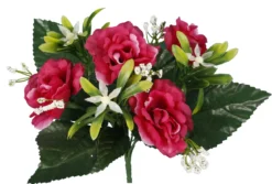 BOUQUET BUISSON ROSETTES H25CM
