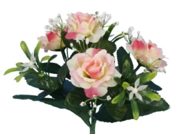 BOUQUET BUISSON ROSETTES H25CM