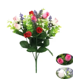 BOUQUET DE BOUTONS DE ROSES ET LAVANDE H.35CM