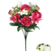 BOUQUET DE LYS. ROSES ET EUCALYPTUS H46CM 2 COULEURS ASSOR.